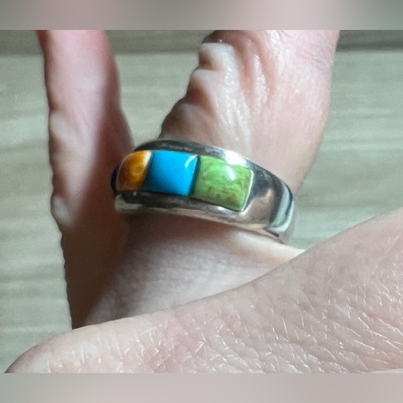 Vintage Designer Wilson Jim Sterling Silver Multi Stone Cobblestone Ring, Size 6 - Picture 9 of 10